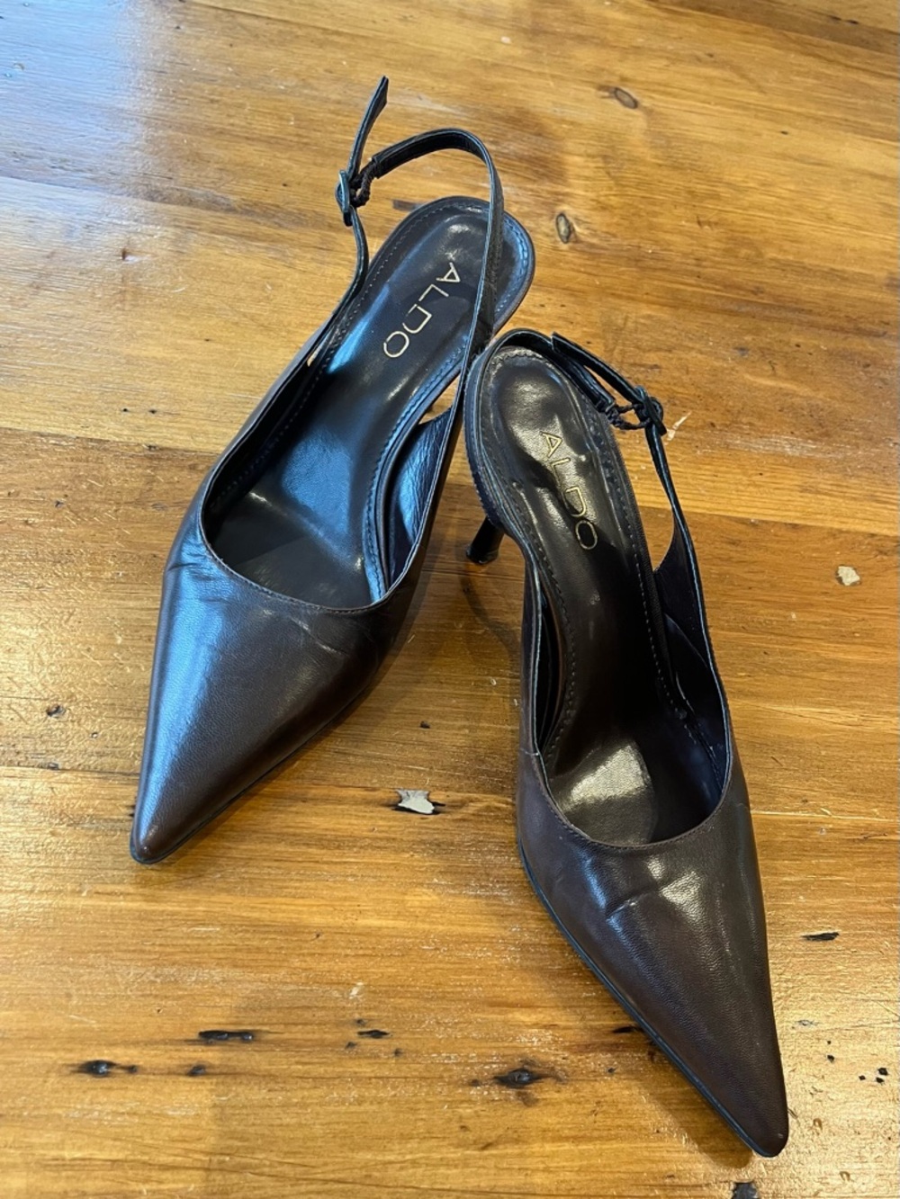 ALDO Women's Brown Pointed Toe Slingback Heels